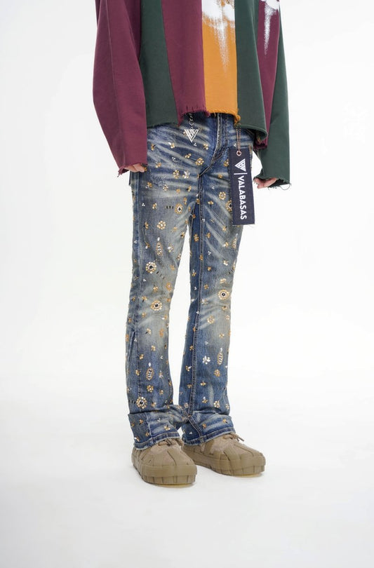 Shea Dark Vintage Blue Stacked Jeans - Valabasas