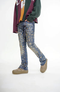 Shea Dark Vintage Blue Stacked Jeans - Valabasas