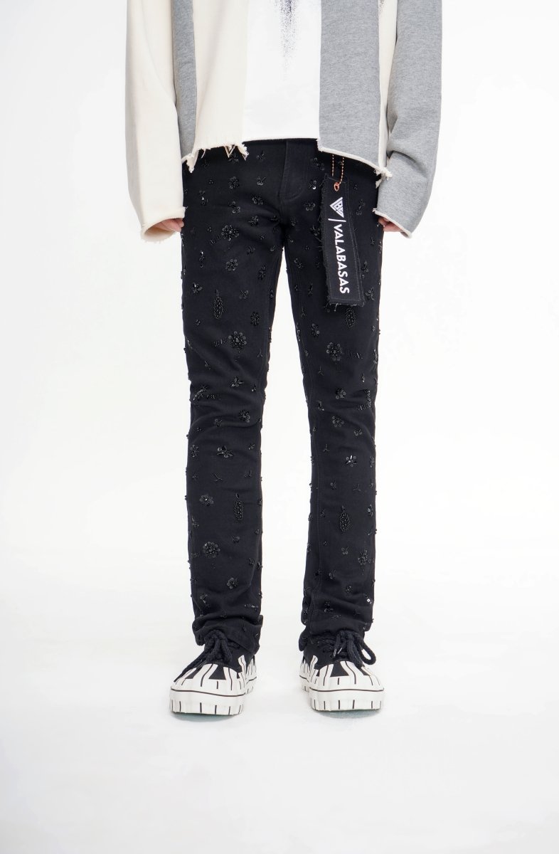 Shea Jet Black Stacked Flare Jean - Valabasas