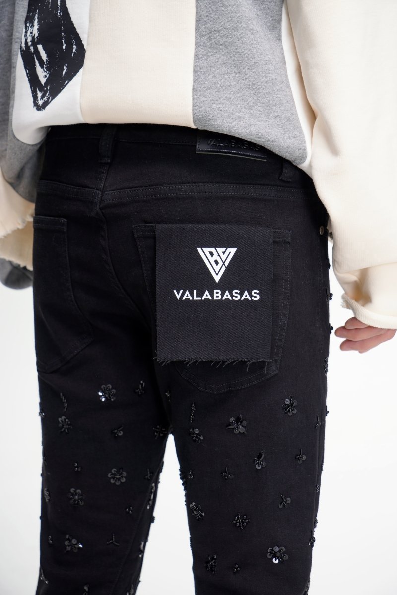 Shea Jet Black Stacked Flare Jean - Valabasas