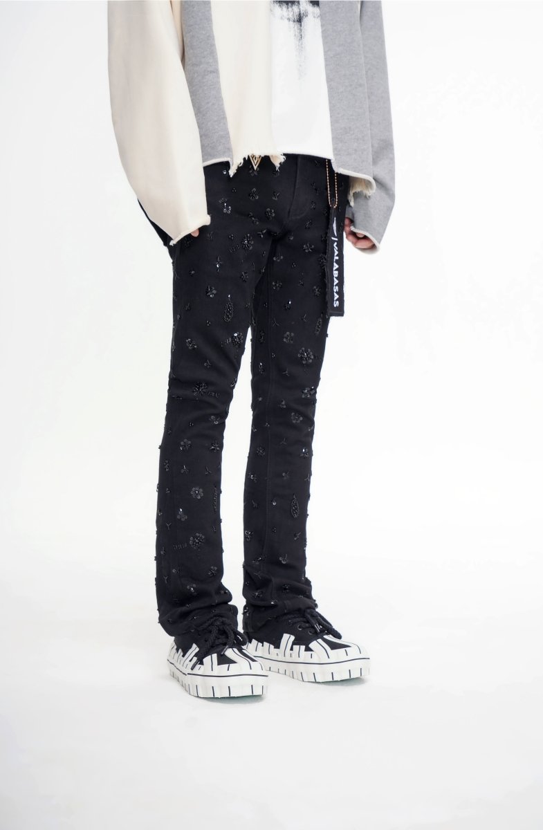 Shea Jet Black Stacked Flare Jean - Valabasas