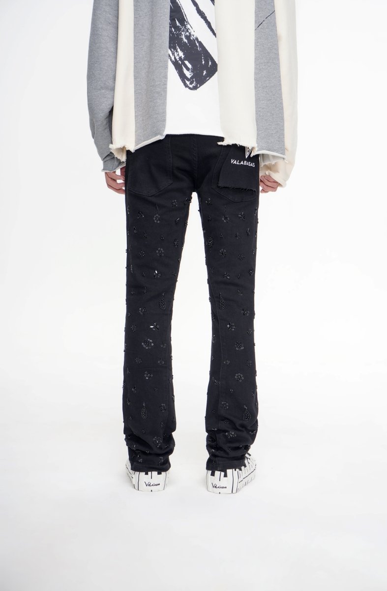 Shea Jet Black Stacked Flare Jean - Valabasas