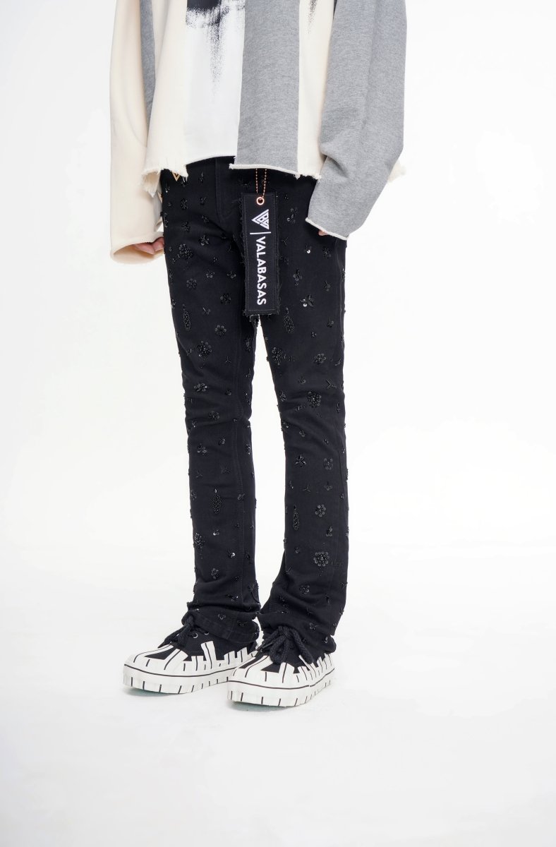 Shea Jet Black Stacked Flare Jean - Valabasas