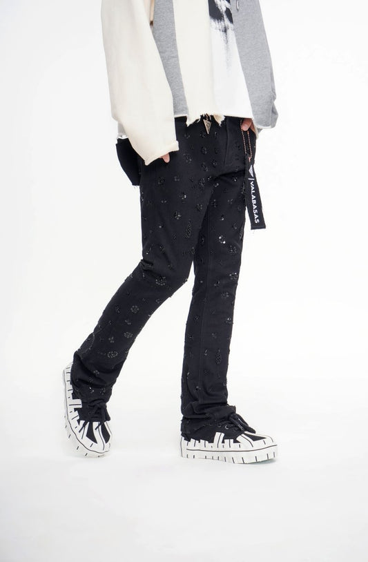 Shea Jet Black Stacked Flare Jean - Valabasas