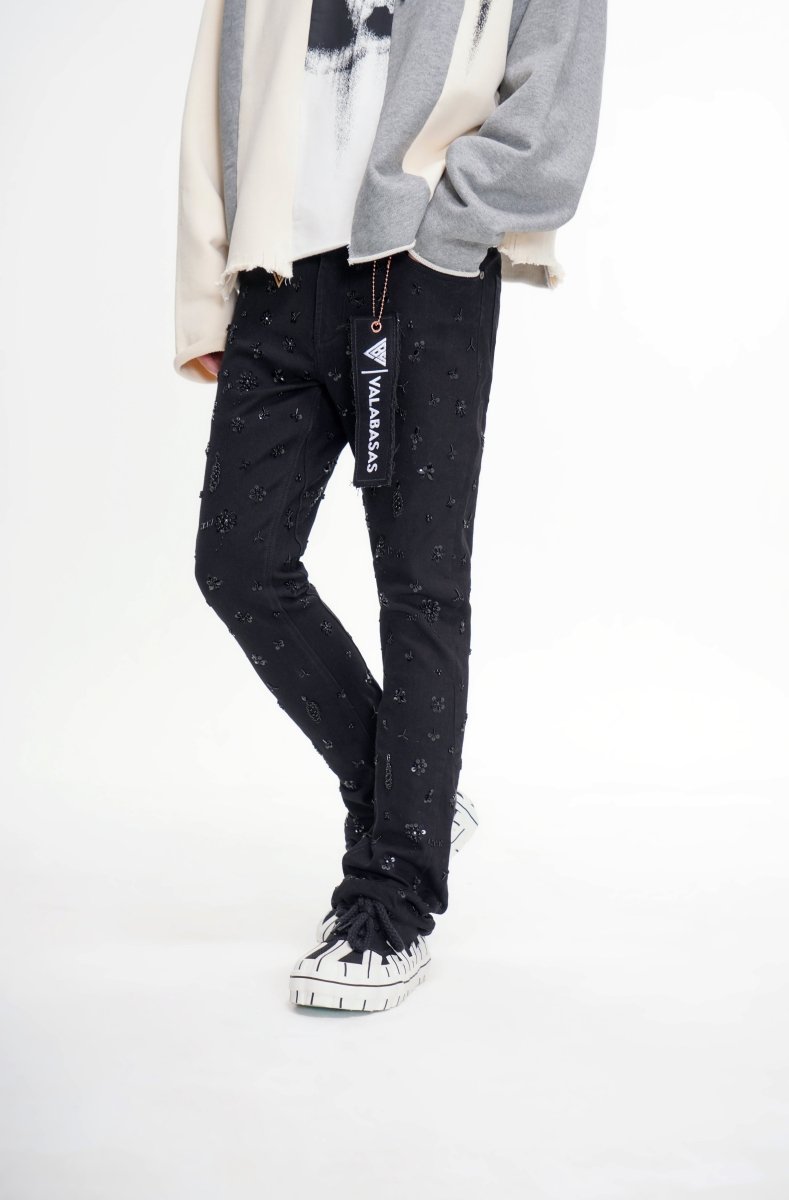 Shea Jet Black Stacked Flare Jean - Valabasas