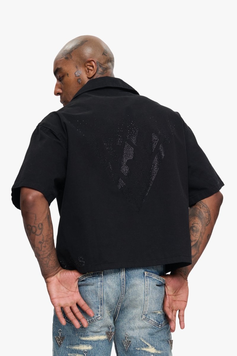 Shine Button Down Black