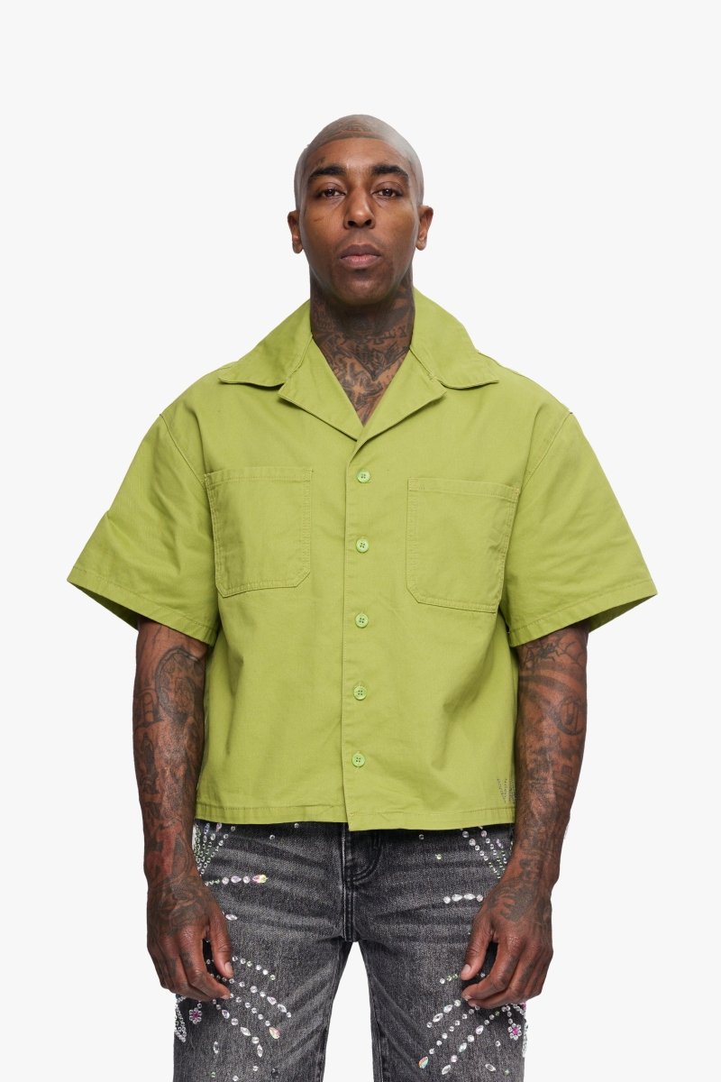 Shine Button Down Olive - Valabasas