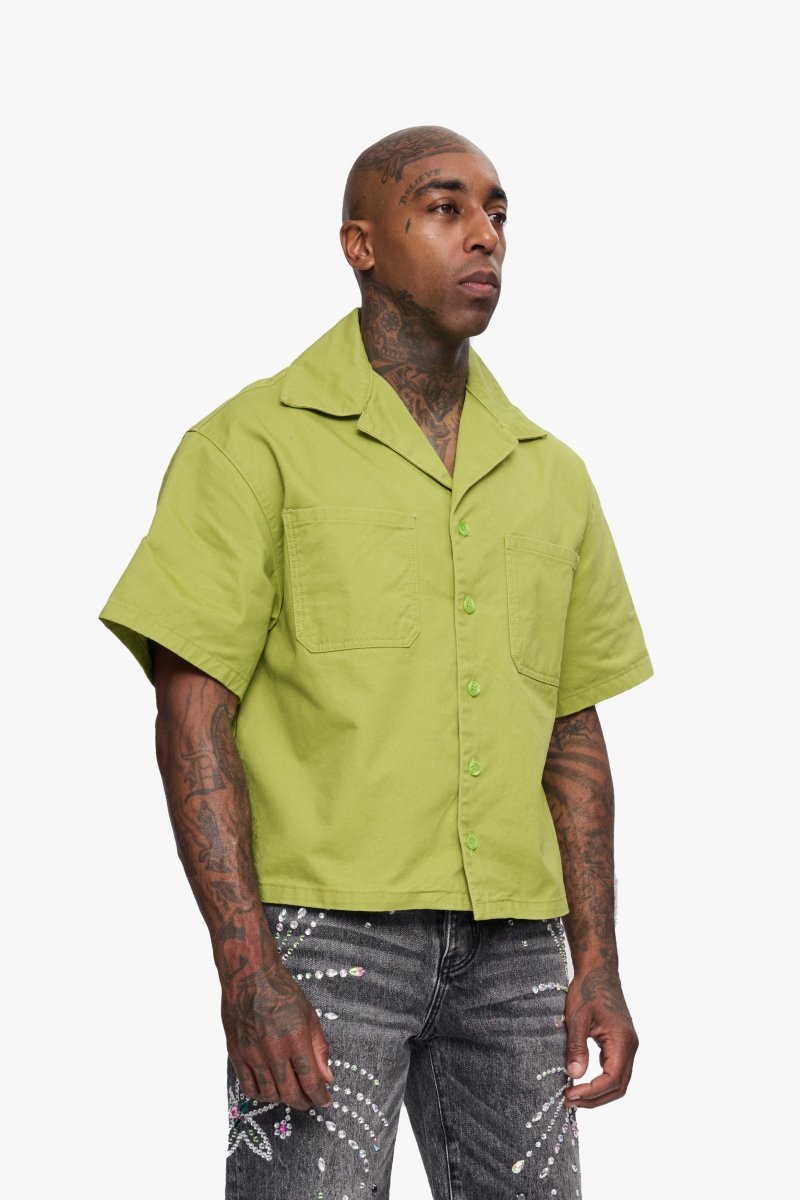Shine Button Down Olive - Valabasas