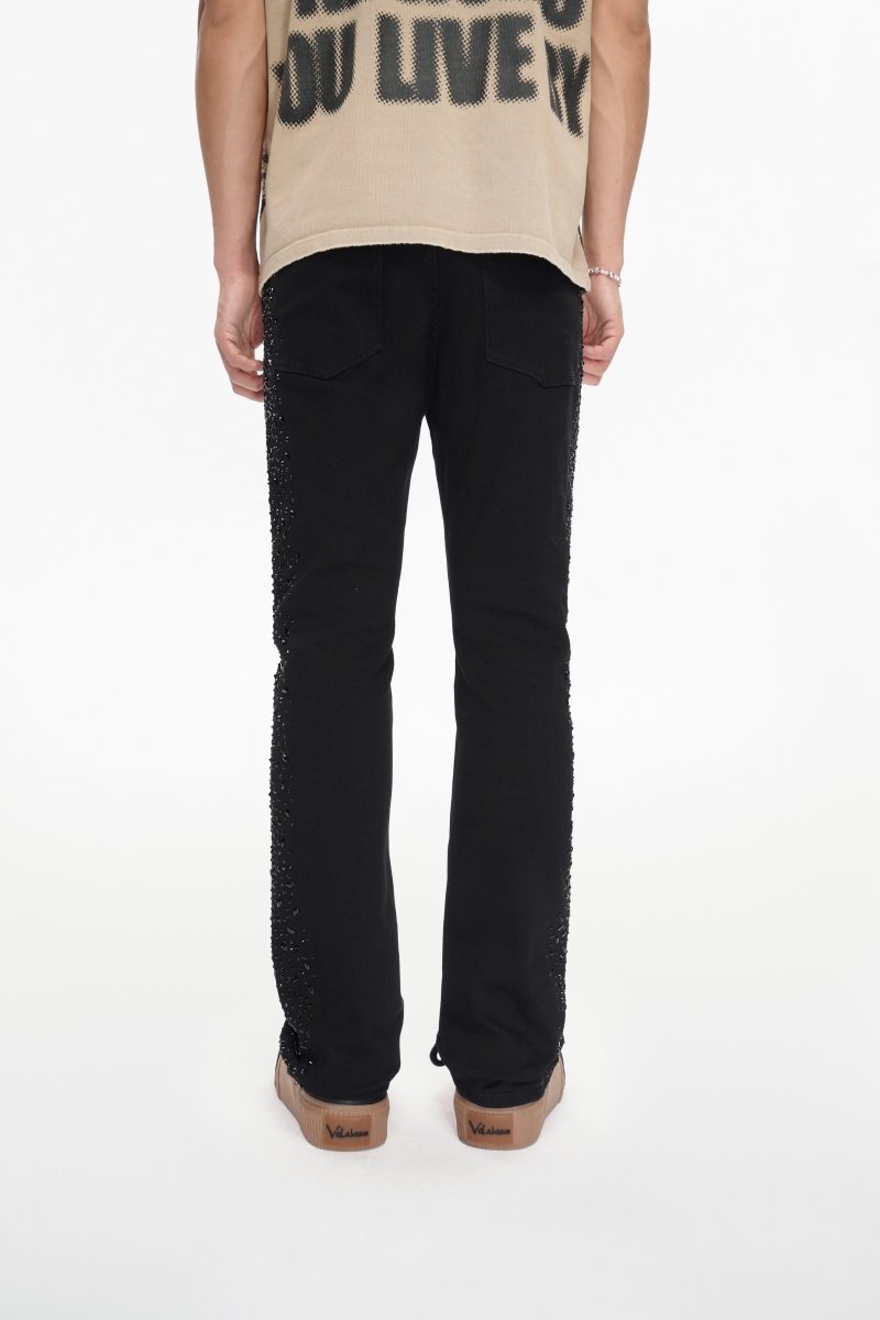 Shock Jet Black Stacked Flare Jean - Valabasas