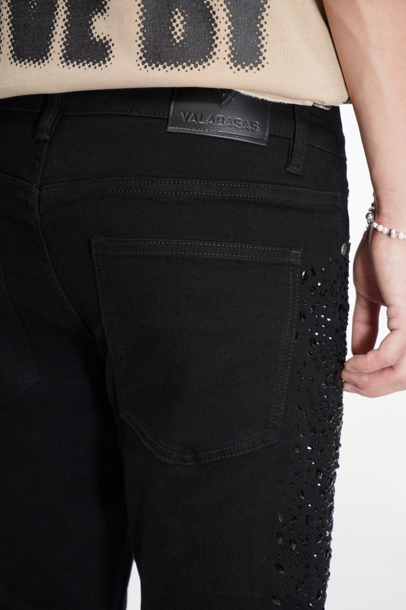 Shock Jet Black Stacked Flare Jean - Valabasas