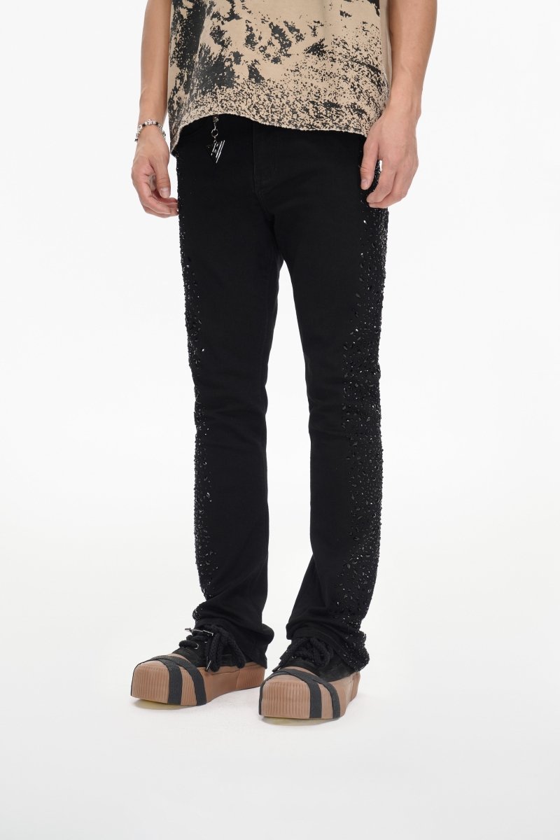 Shock Jet Black Stacked Flare Jean - Valabasas