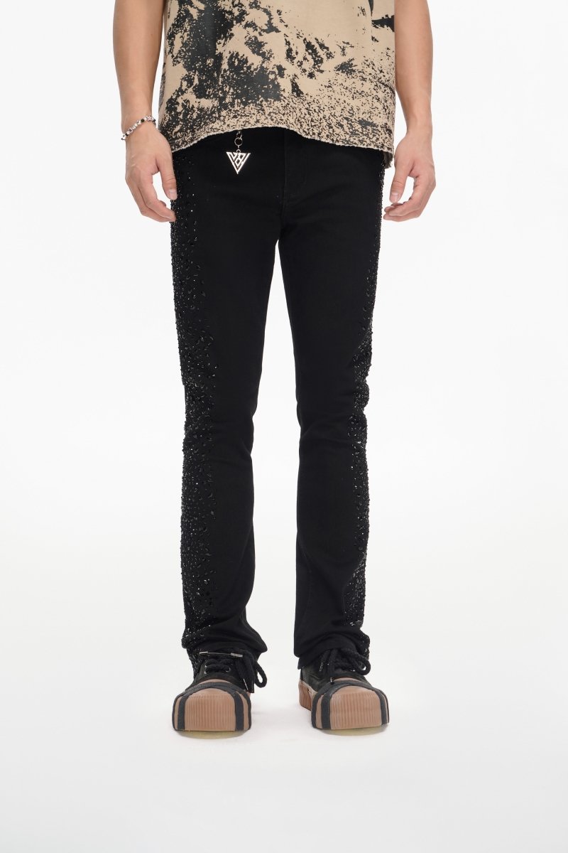 Shock Jet Black Stacked Flare Jean - Valabasas