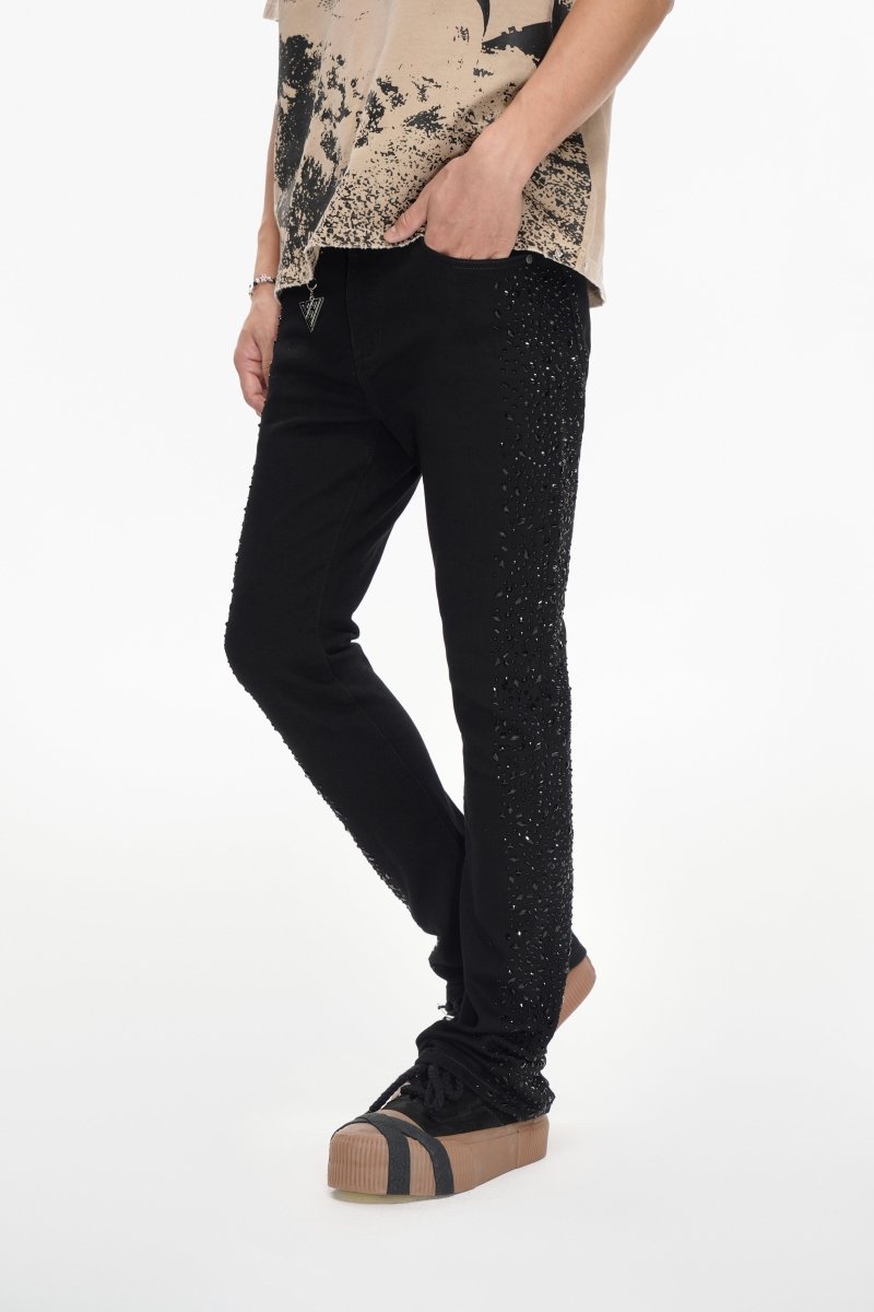 Shock Jet Black Stacked Flare Jean - Valabasas