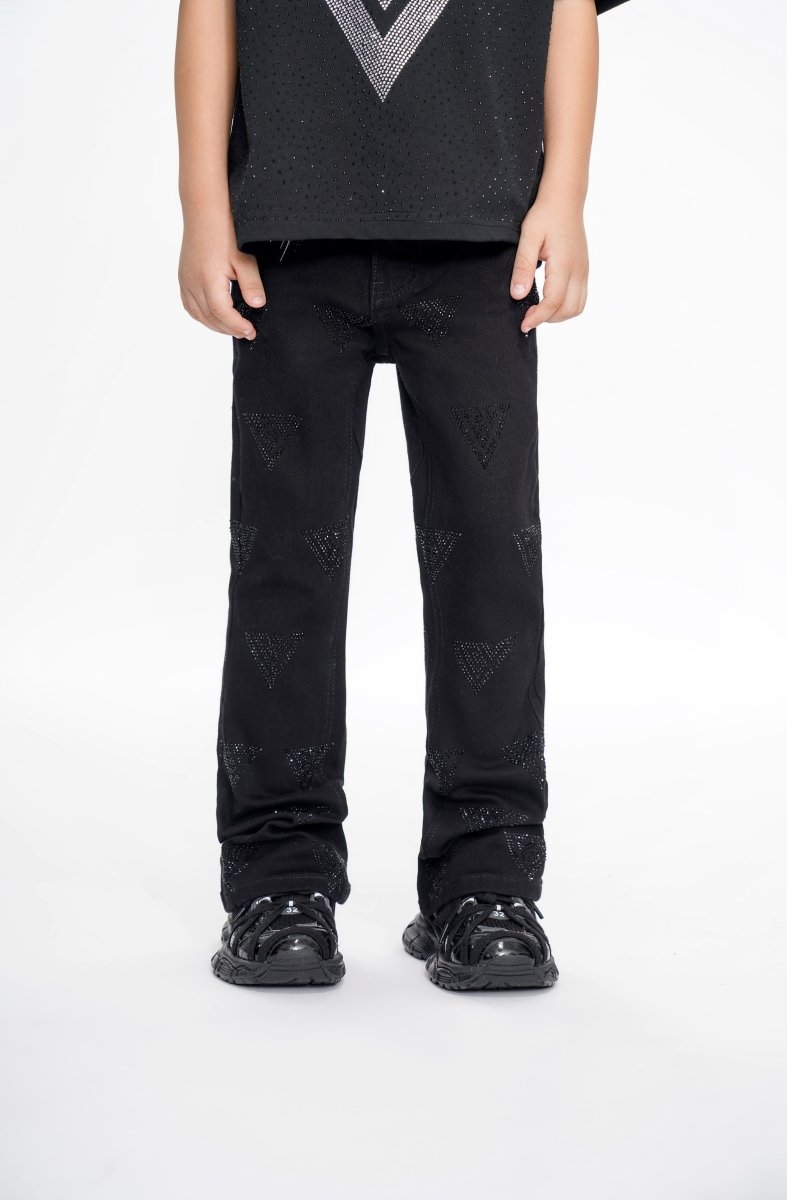 Show Kids Jet Black Stacked Jeans - Valabasas
