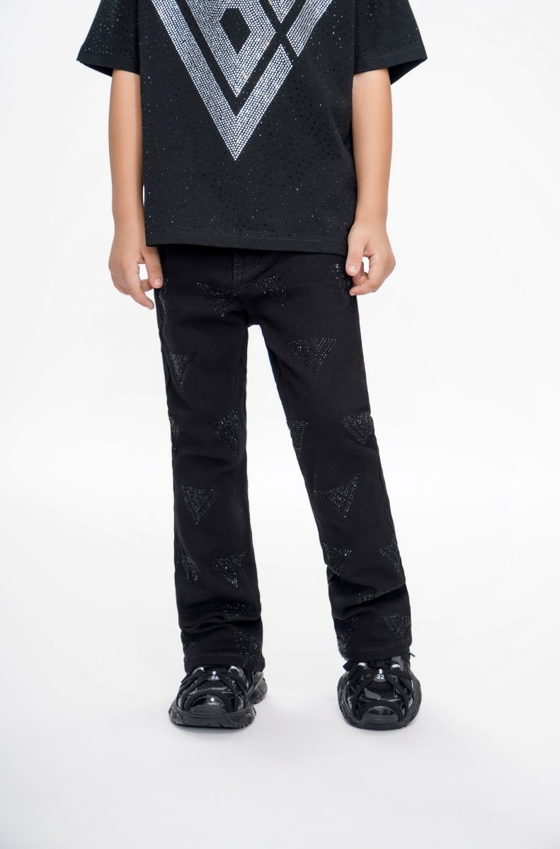 Show Kids Jet Black Stacked Jeans - Valabasas