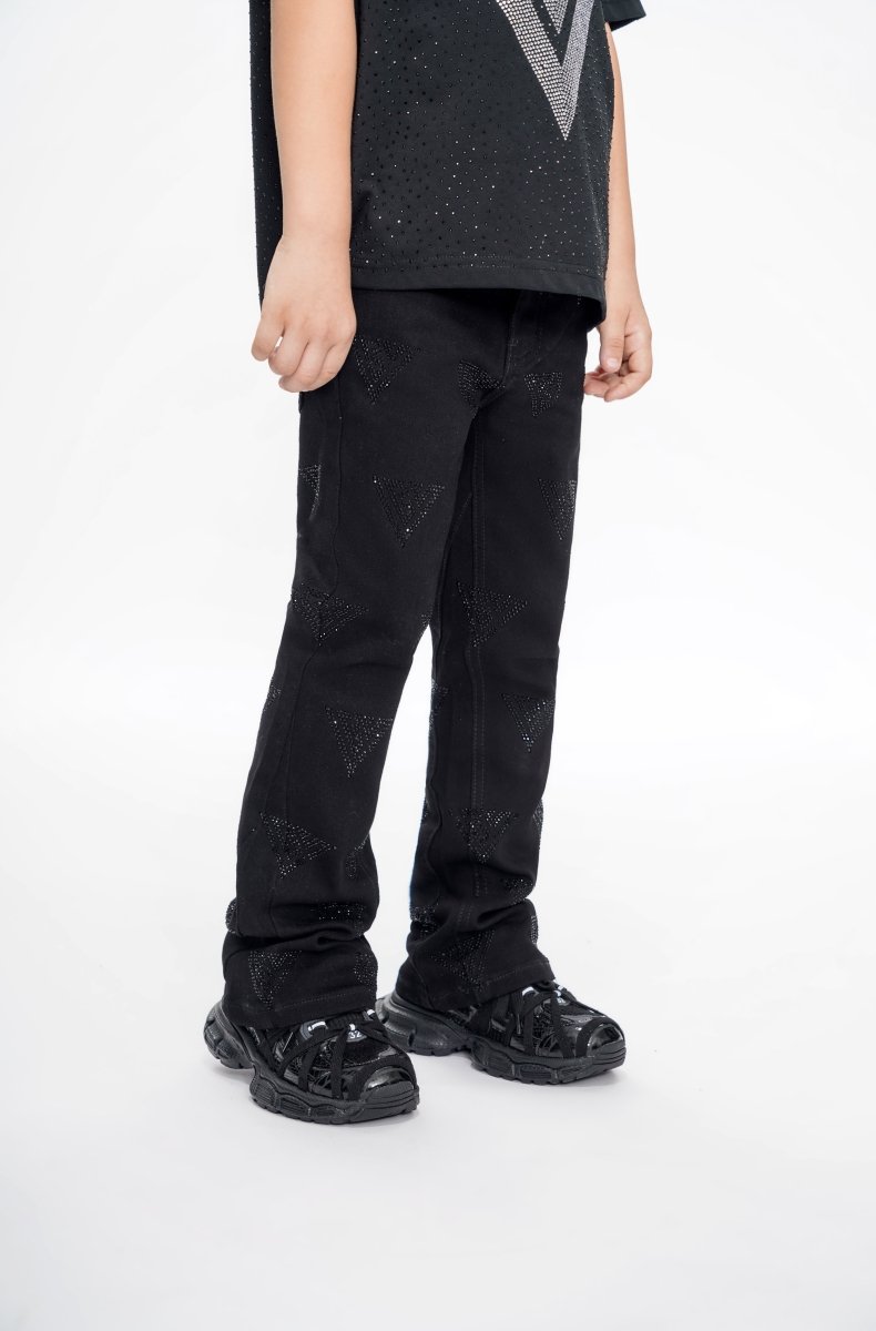 Show Kids Jet Black Stacked Jeans - Valabasas