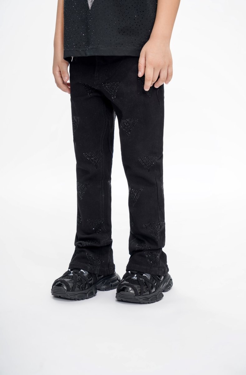 Show Kids Jet Black Stacked Jeans - Valabasas