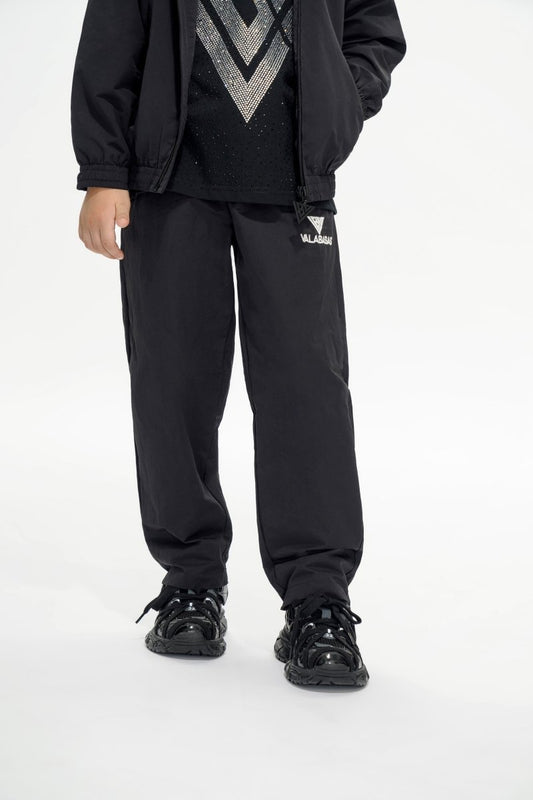 Silver Kids Black Knitted Pants - Valabasas