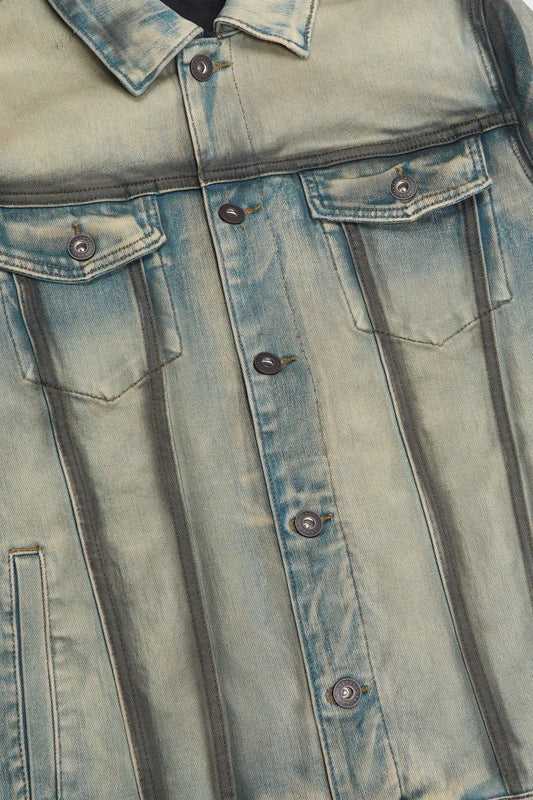 Skit Denim Jacket Light Blue Black - Valabasas