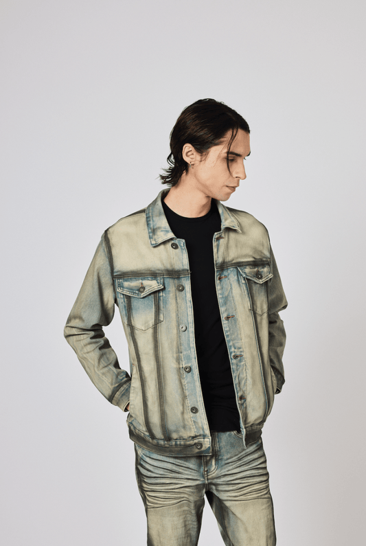 Skit Denim Jacket Light Blue Black - Valabasas