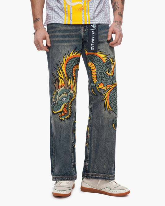 Sky Serpent Straight Leg Denim Vintage Wash - Valabasas