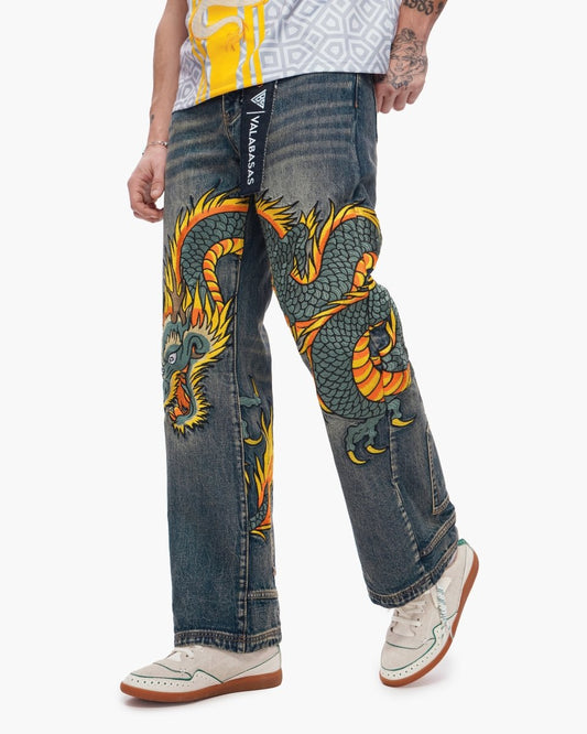 Sky Serpent Straight Leg Denim Vintage Wash - Valabasas