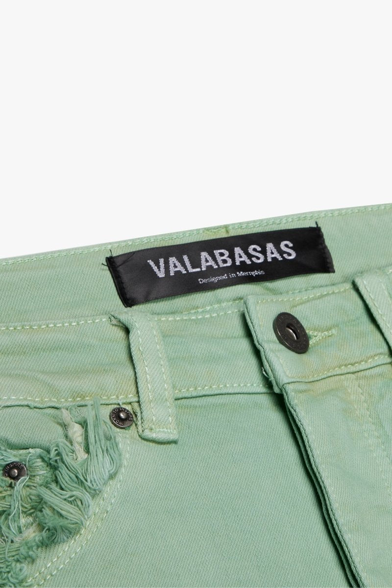 "SKYLINE" STACKED FLARE JEAN LIME BLUE - Valabasas