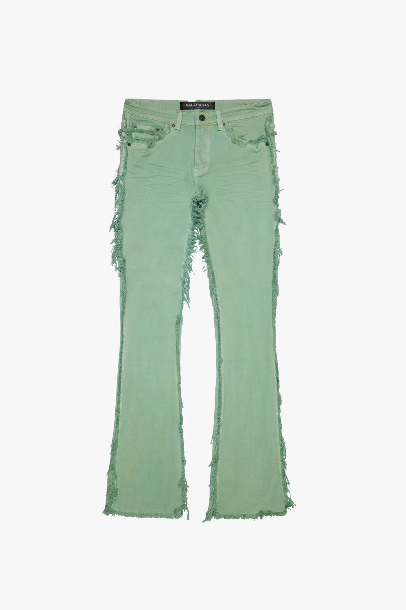 "SKYLINE" STACKED FLARE JEAN LIME BLUE - Valabasas