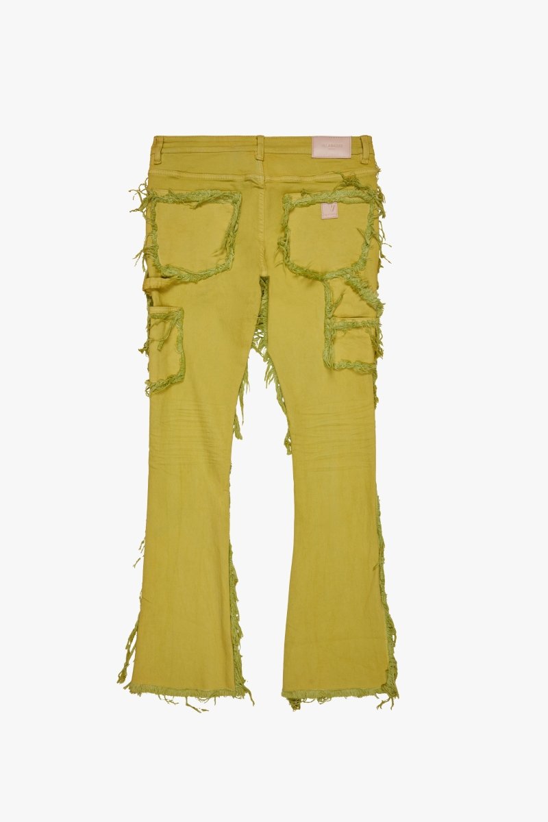 "SKYLINE" STACKED FLARE JEAN NEON YELLOW - Valabasas
