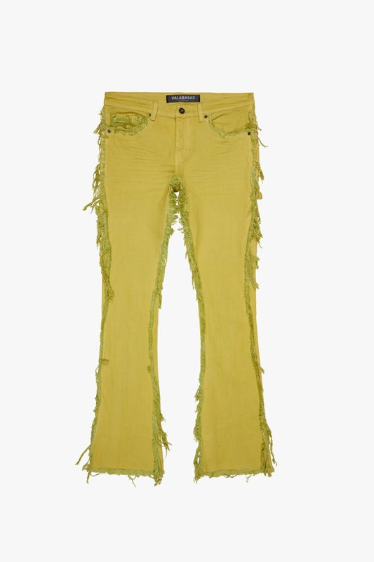 "SKYLINE" STACKED FLARE JEAN NEON YELLOW - Valabasas