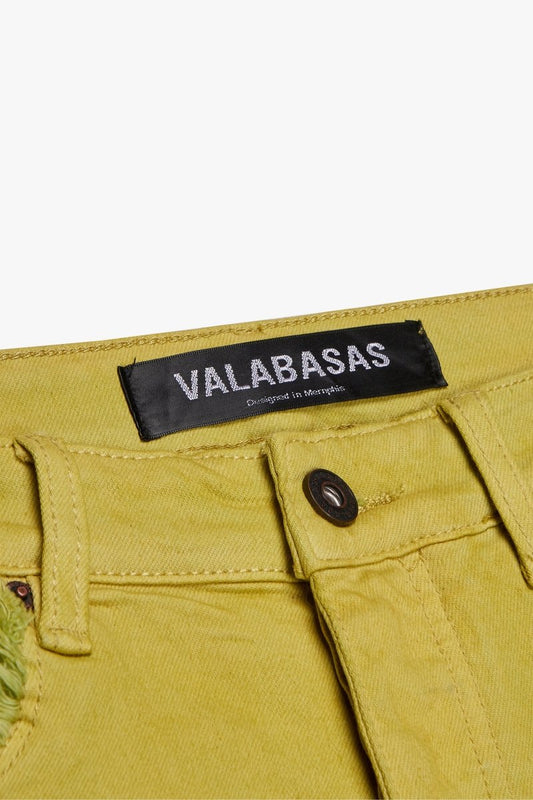 "SKYLINE" STACKED FLARE JEAN NEON YELLOW - Valabasas