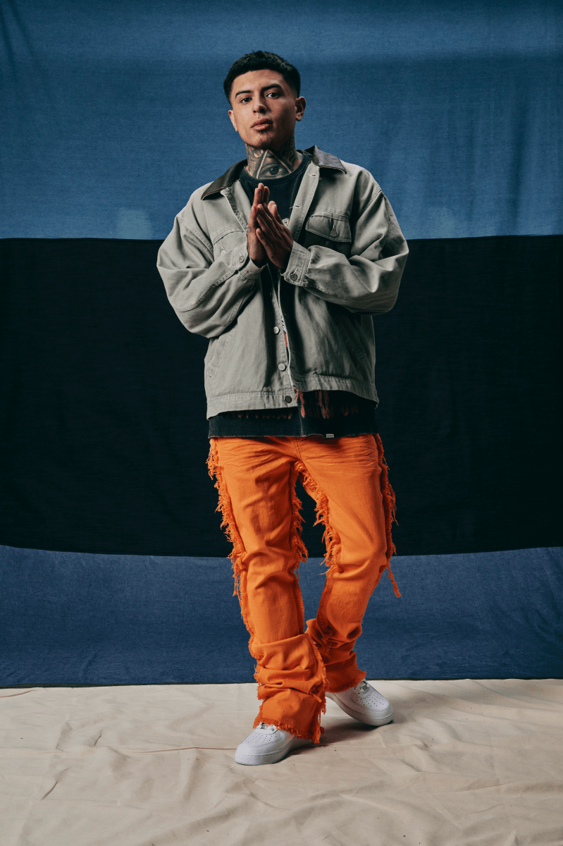 "SKYLINE" STACKED FLARE JEANS ORANGE - Valabasas