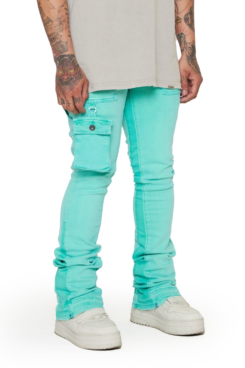 SMOOTH” STACKED FLARE JEAN ACQUA – Valabasas
