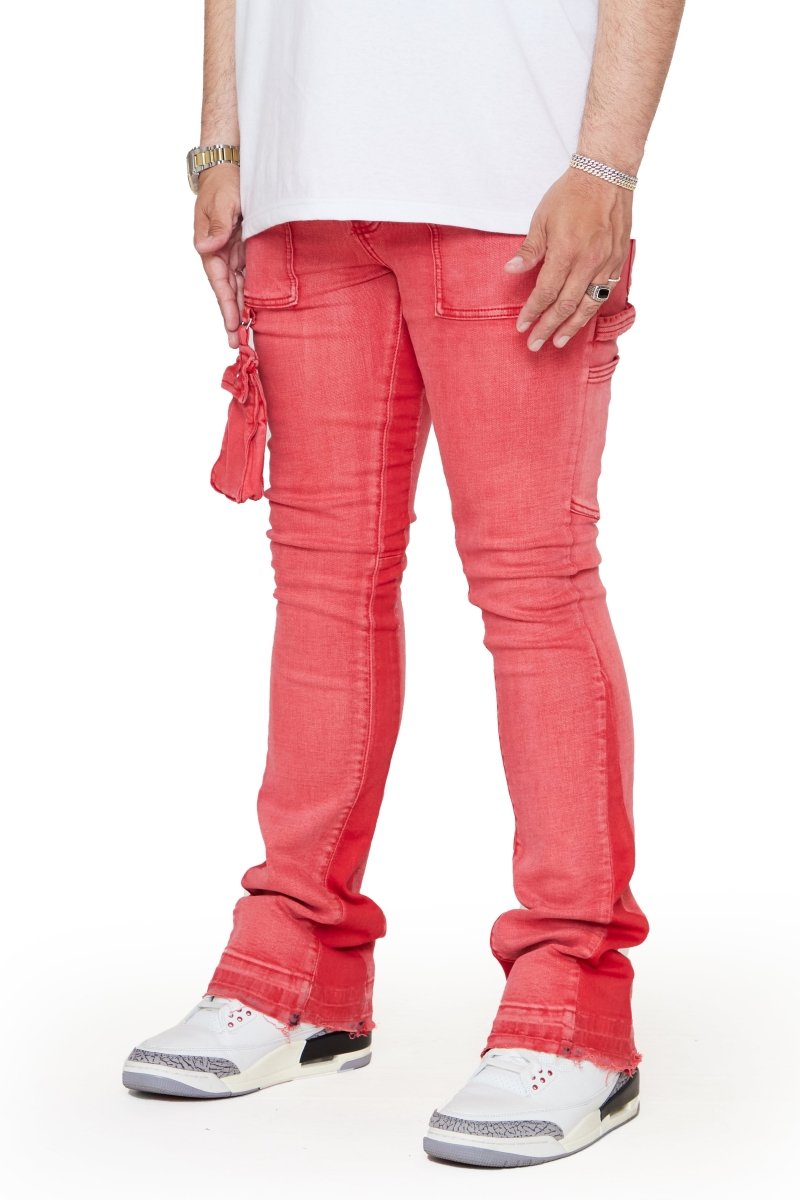 SMOOTH” STACKED FLARE JEAN PINK RED – Valabasas