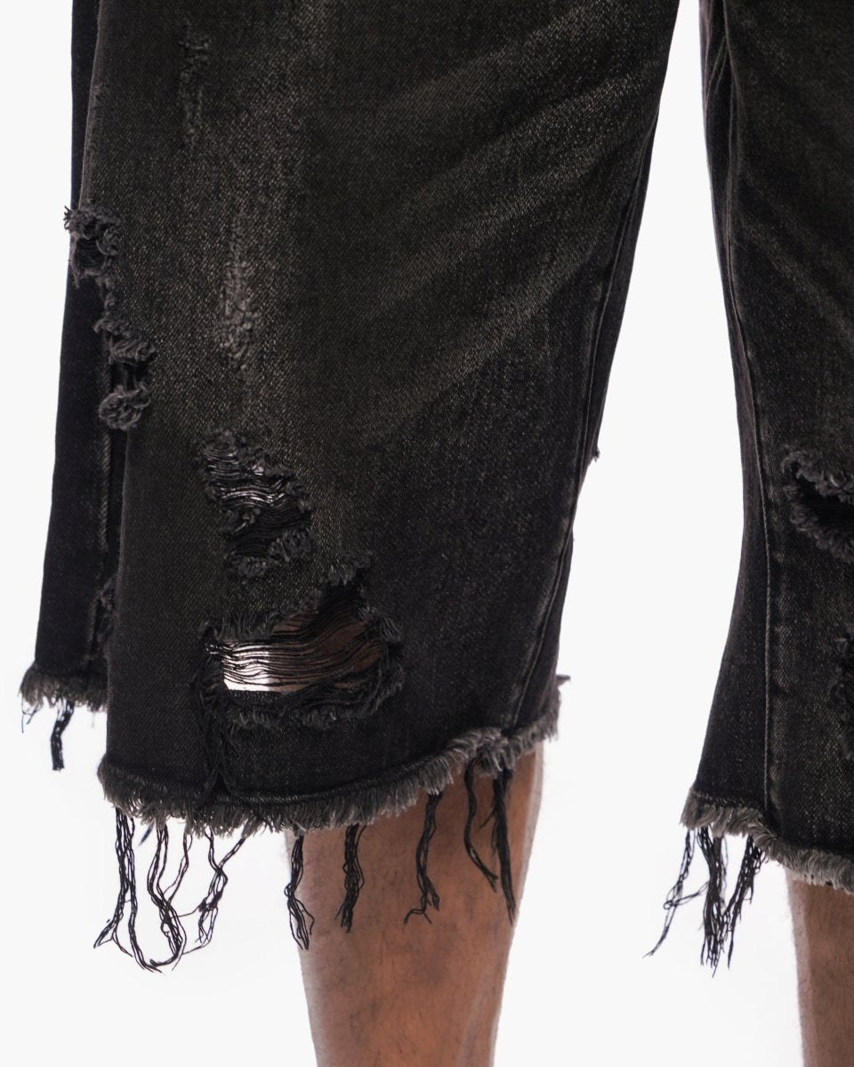 Snapped Baggy Jorts Black Waxed - Valabasas