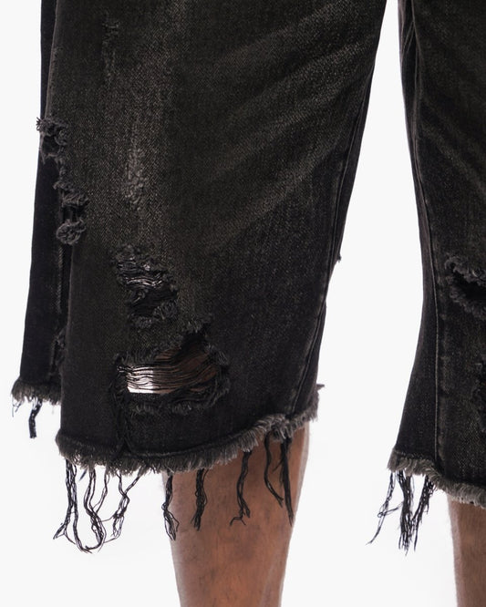 Snapped Baggy Jorts Black Waxed - Valabasas