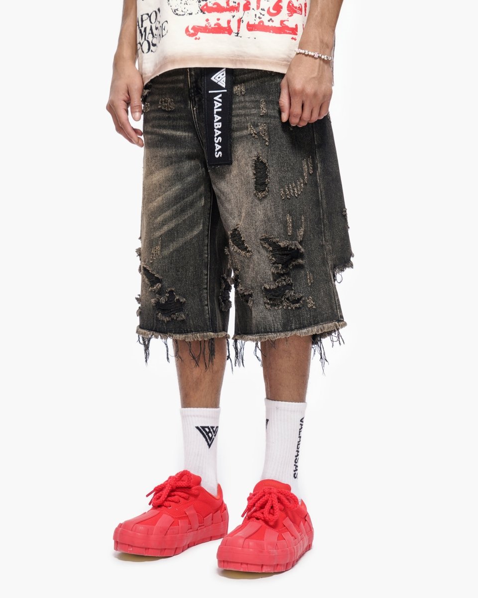 Snapped Baggy Jorts Grey Washed - Valabasas