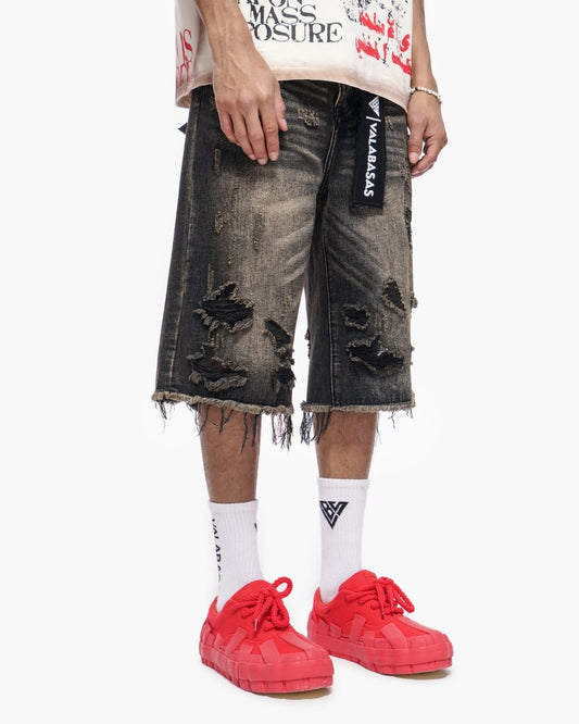 Snapped Baggy Jorts Grey Washed - Valabasas