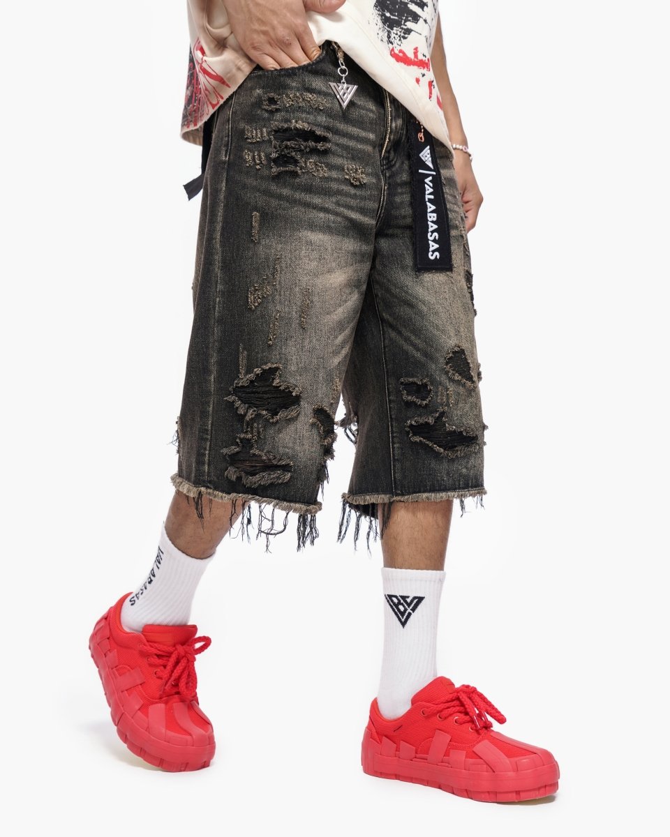 Snapped Baggy Jorts Grey Washed - Valabasas
