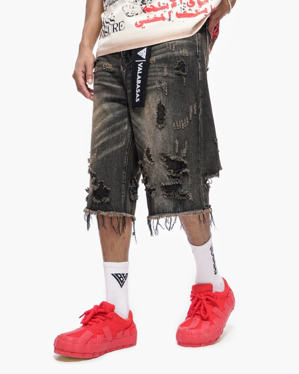 Snapped Baggy Jorts Grey Washed - Valabasas