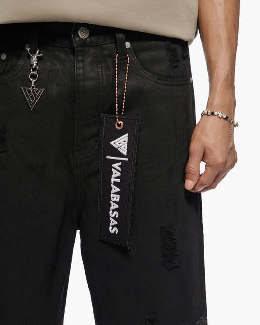 Snapped Black Washed Jorts - Valabasas