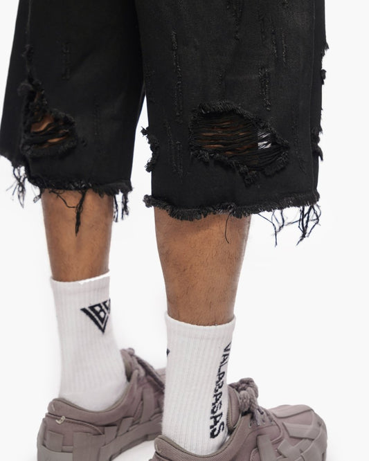 Snapped Black Washed Jorts - Valabasas