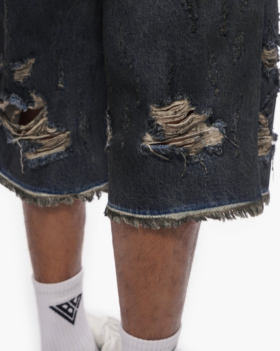 Snapped Dark Dirty Blue Jorts - Valabasas