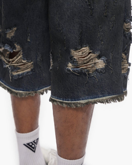 Snapped Dark Dirty Blue Jorts - Valabasas