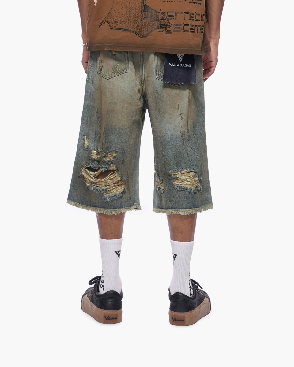 Snapped Dirty Vintage Blue Jorts - Valabasas