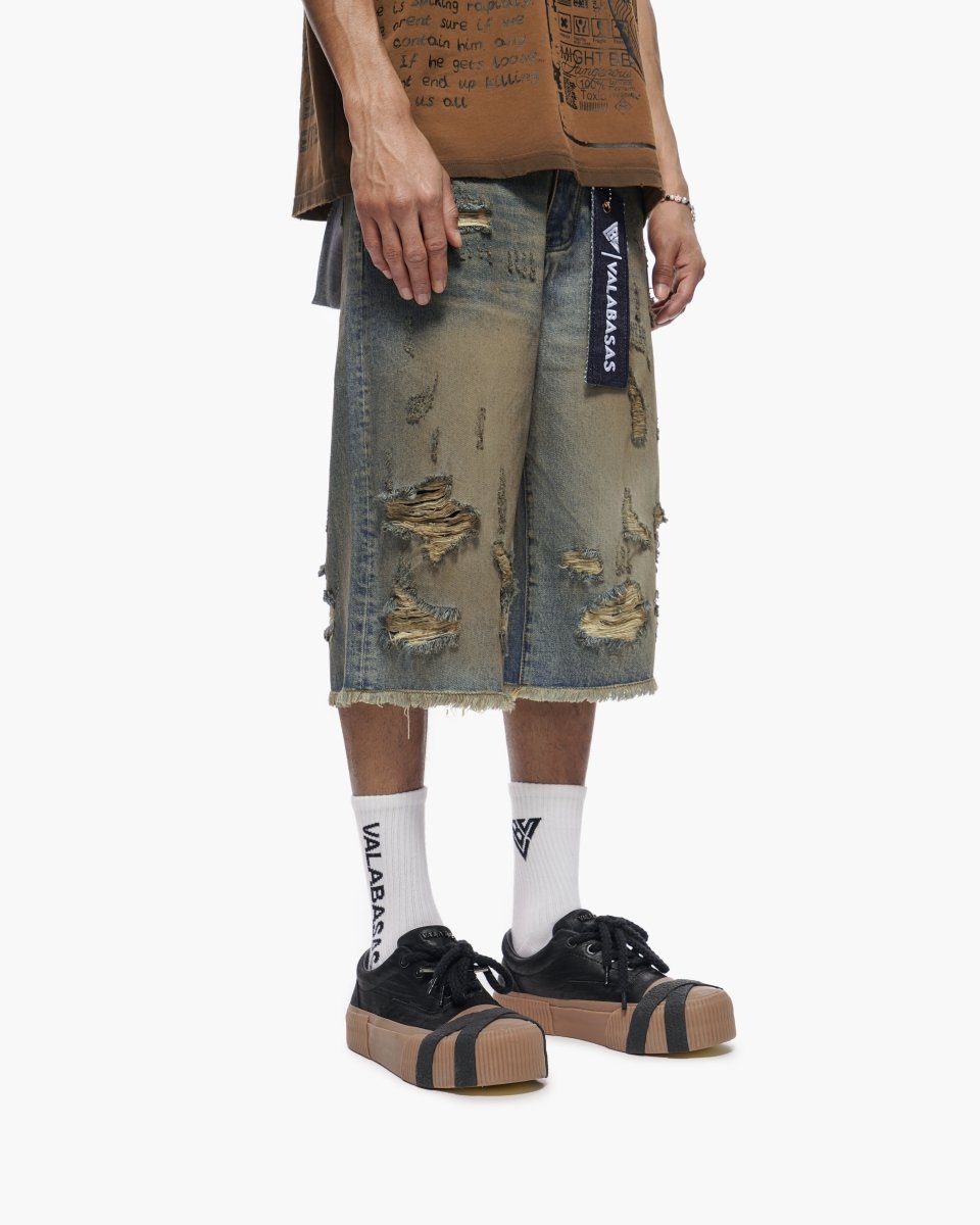 Snapped Dirty Vintage Blue Jorts - Valabasas