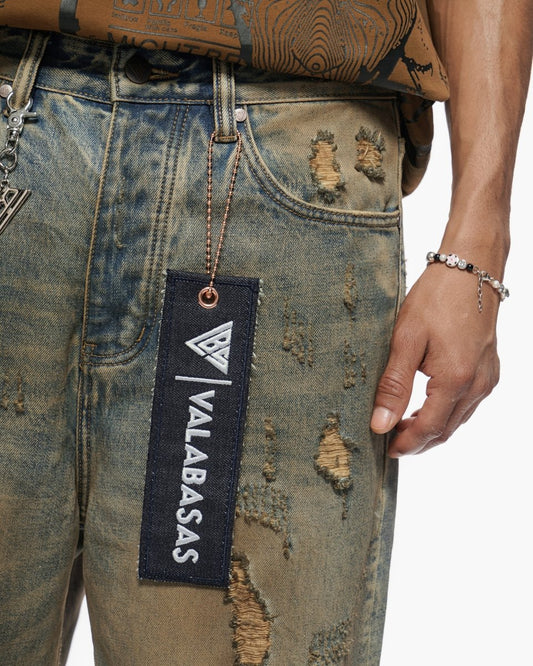 Snapped Dirty Vintage Blue Jorts - Valabasas