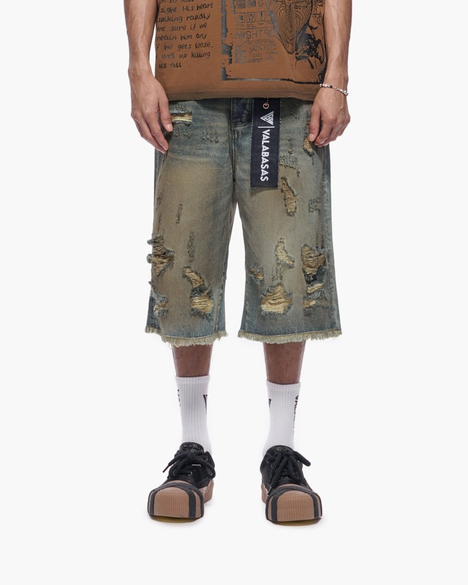 Snapped Dirty Vintage Blue Jorts – Valabasas