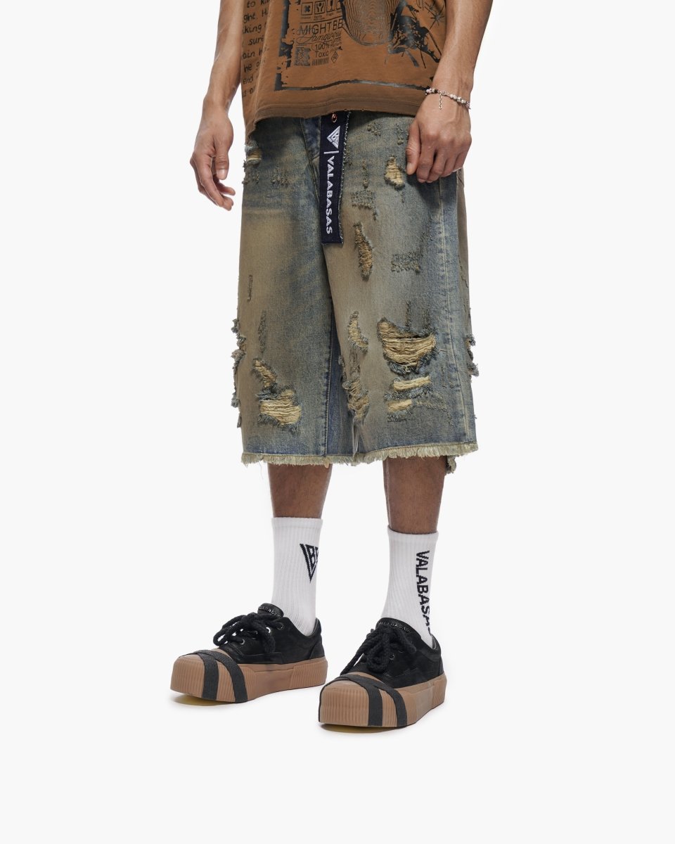 Snapped Dirty Vintage Blue Jorts - Valabasas