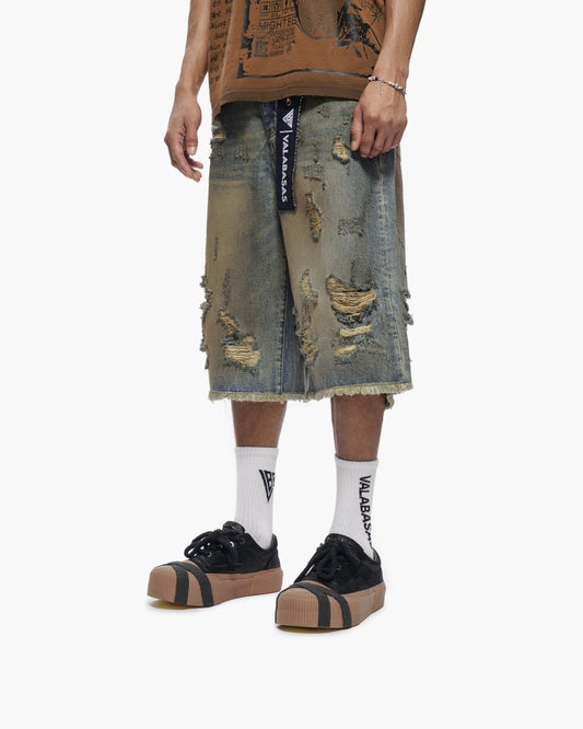 Snapped Dirty Vintage Blue Jorts - Valabasas